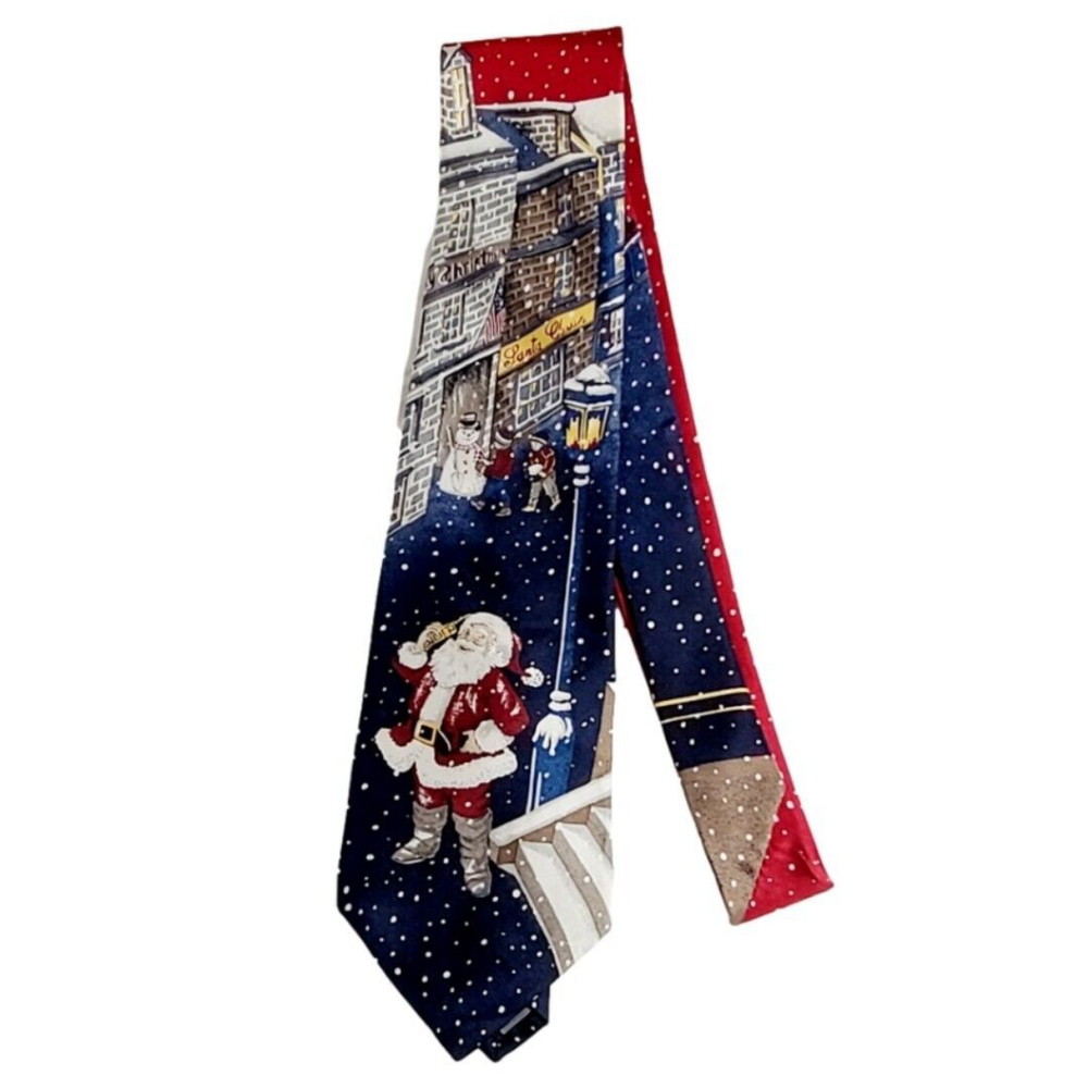 VTG 90s Santa Clause Christmas Tie 100% Silk Andhurst